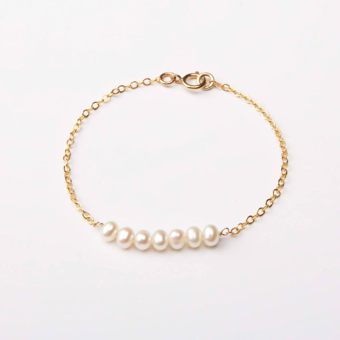 Custom Gold Barsatellite Chainfreshwater Pearl Bracelet Set | Etsy