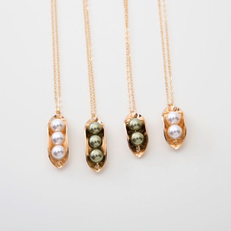 Peas in a Pod Necklacetwo Peas or Three Peassweet Peas Etsy