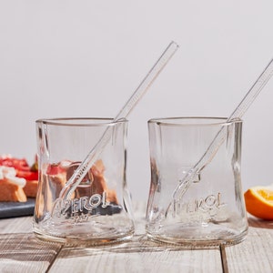 COMBO SPRITZ : 2 verres aperol 2 pailles en verre à vaporiser Le cadeau respectueux de l'environnement pour un vaporisateur Aperol, boîte cadeau et pinceau inclus image 2