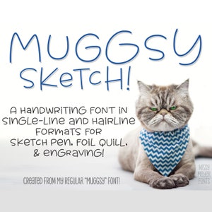 Muggsy Sketch: a quirky single-line handwritten sketch font for pens, engraving, foil! (TTF, SVG, OPF)