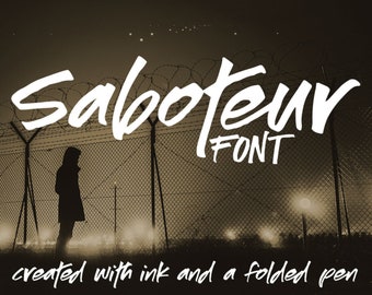 Saboteur: a moody, inky handwriting font in a folded pen style!