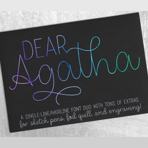 Chère Agatha : un duo de polices d'une seule ligne pour les stylos, la gravure et le papier d'aluminium !