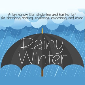 Single-Line Font: Rainy Winter, a handwritten single-stroke font! Includes Cyrillic and Greek. (TTF, SVG, OPF)