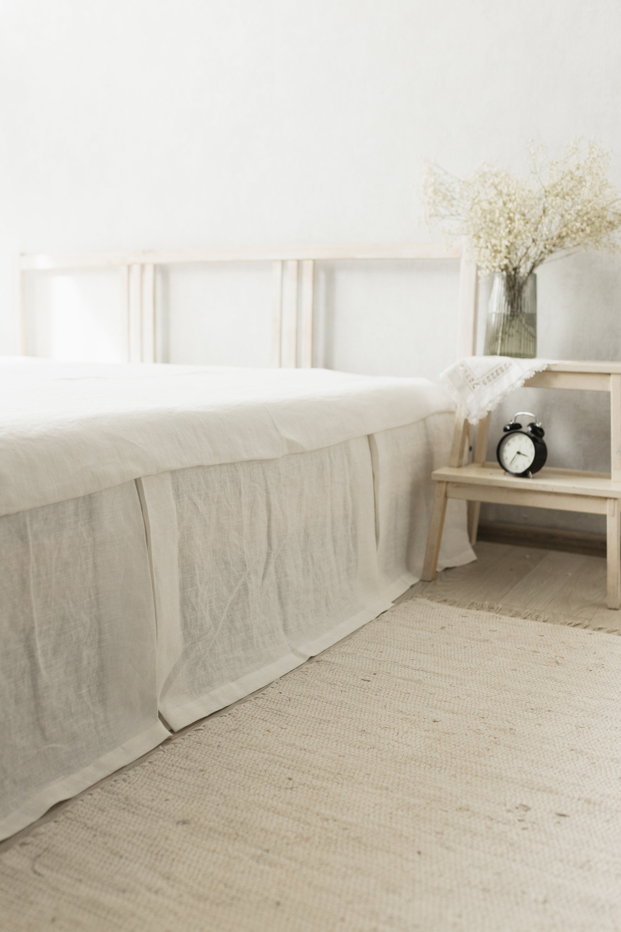 LINEN BED Skirt/washed Linen Bed Skirt/ Shabby Chic Linen Bed Skirt