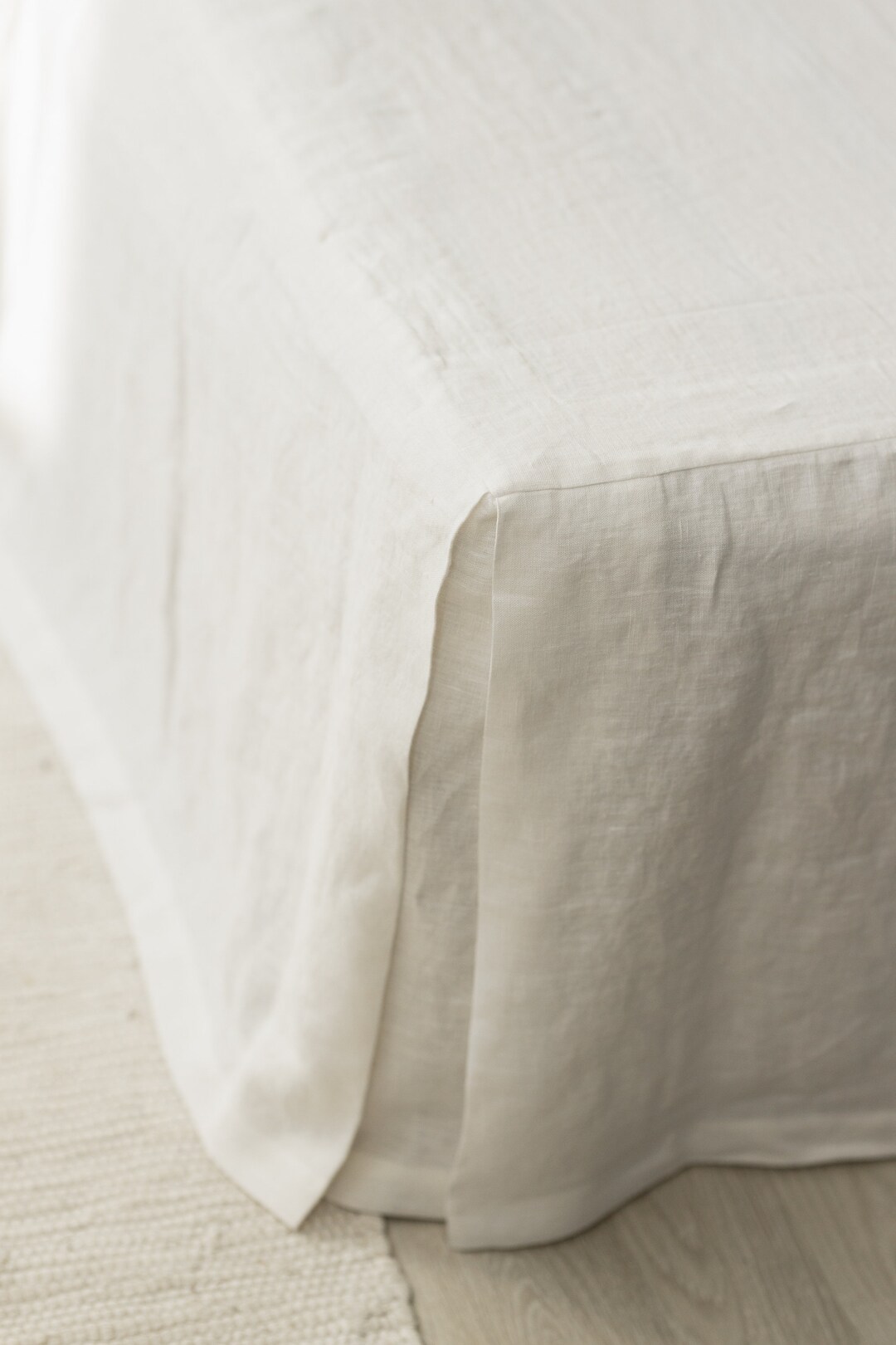 LINEN BED Skirt/washed Linen Bed Skirt/ Shabby Chic Linen Bed Skirt