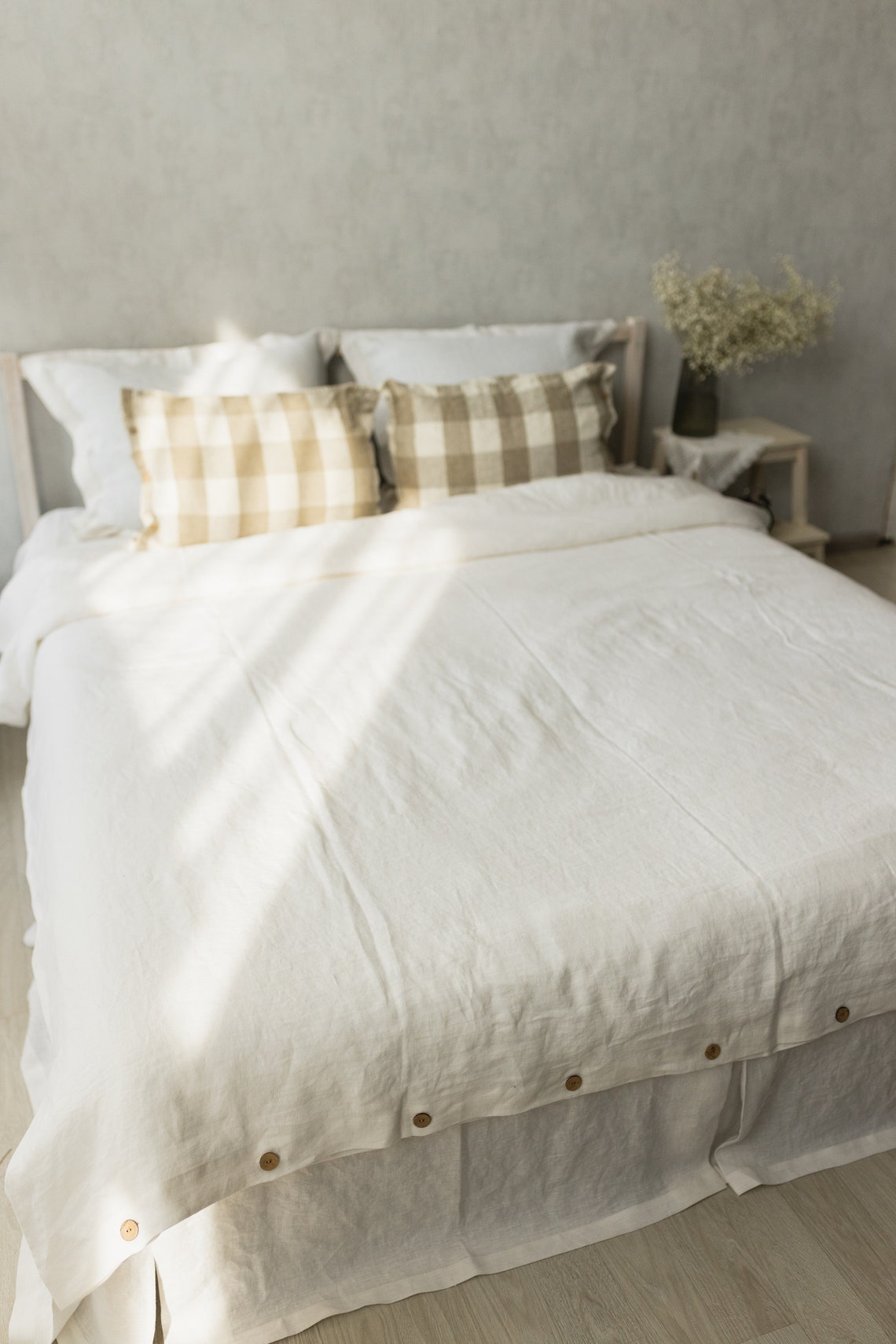 LINEN BED Skirt/washed Linen Bed Skirt/ Shabby Chic Linen Bed Skirt