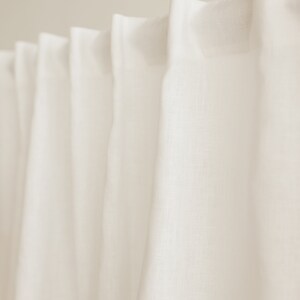 Linen curtains. White 100% linen curtains .Set of 2 curtains. image 2