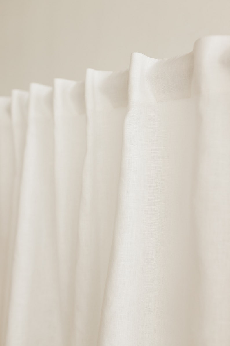 Linen curtains. White 100% linen curtains .Set of 2 curtains. image 2