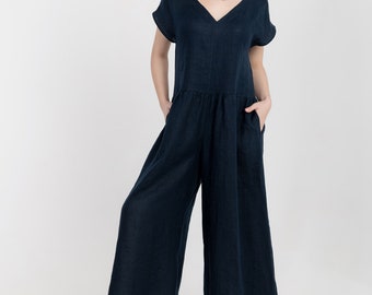 LEINEN JUMPSUIT ,Frauenoverall,einfacher Leinenoverall,Sommerkleidung