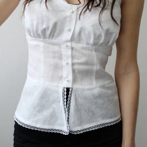 Blouse en lin pour femme.Blouse en lin avec bretelles.Haut en lin.