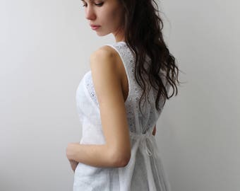 Linen Blouse .Summer blouse.Linen top.Linen blouse with lace.Blouse for every day.