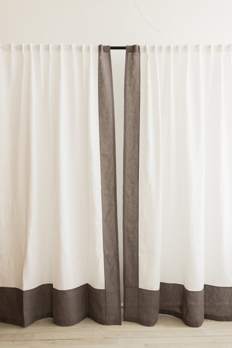 Linen curtains. White 100% linen curtains .Set of 2 curtains. image 1