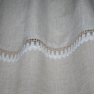 Tab Top Linen Curtains (2 psn) . Linen curtains with natural lace.Natural color curtains. Set of 2 curtains.Semi sheer curtain.