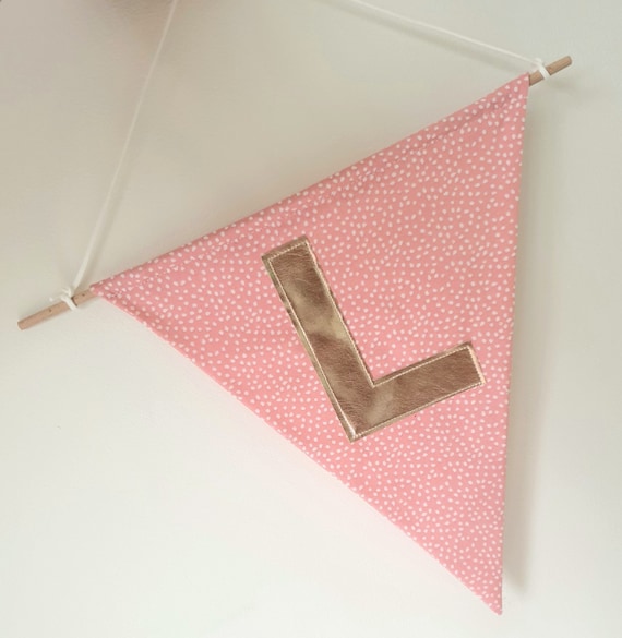 Personalised Initial Pink Speckle Wall Hanging | Banner | Custom Initials | Wall Accessories | Home Accessories | Nursery Decor