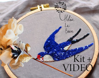 Kit de Broderie "HIRONDELLE" tambour - Embroidery Kit "HIRONDELLE" hoop