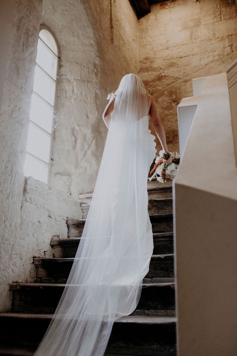 Single tier wedding veil, Bridal veil, Bride Veil, Soft veil, Silky veil, Chapel veil, Cathedral veil LUCIA image 1