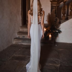 Slim veil, narrow veil, sheer veil, chapel veil, contemporary veil, modern veil, transparent veil - SARAH