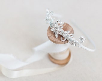 Crystal headband, diamante headband, side headband, bridesmaids, crystal headpiece, bridal hairband, bridal headpiece, bridesmaid - 'ANNA'