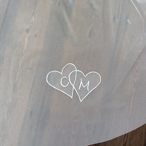 Entwined hearts embroidered veil appliqué, embroidered hearts, embroidered wedding veil, veil embroidery FREE DELIVERY image 5