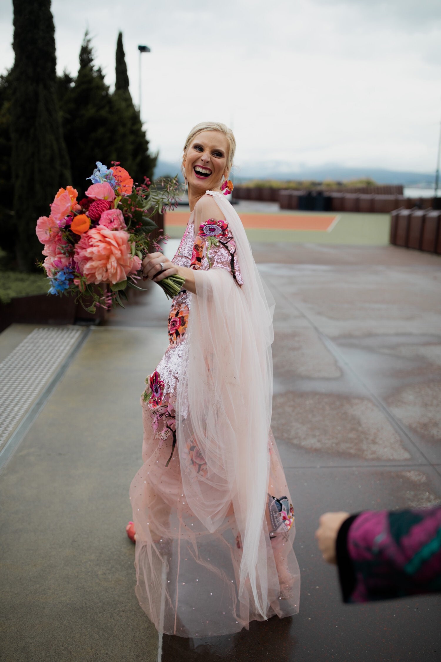 Custom Burgundy, Pink, Ivory Floral Wedding Veil