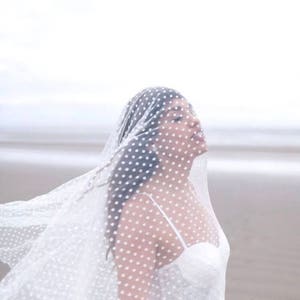 Polka dot veil,  Drop veil cathedral, Drop veil chapel,  Bridal veil, Wedding veil, Veil, Ivory polka dot veil, Blusher veil - &quot;Sydney&quot;