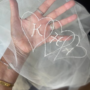 Entwined Hearts Embroidery (embroidery only) ADDITION OF EMBROIDERY, Personalised Veil, Custom Veil, Bespoke Veil, Embroidered Veil