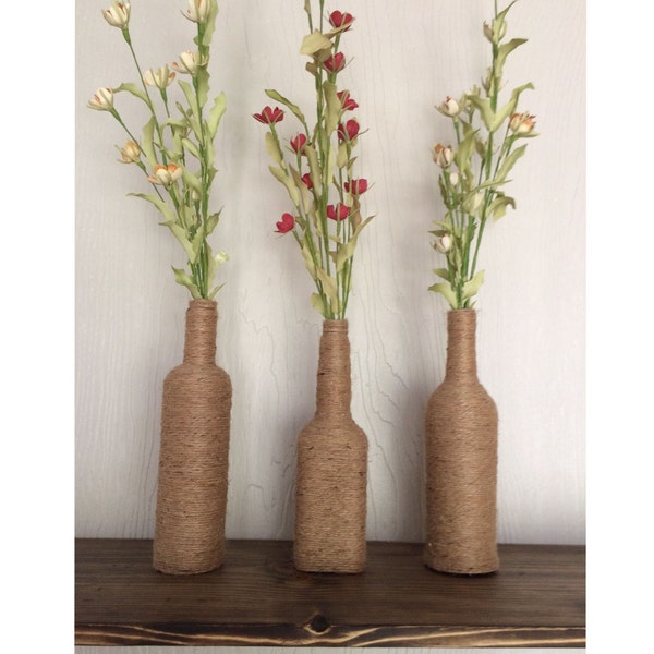 Rustic Twine Wrapped Vases