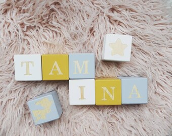 pastel wooden alphabet blocks