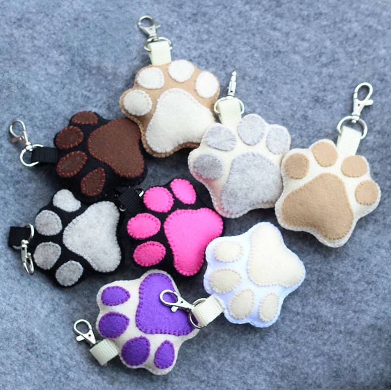 Dogs pawn felt keychain felted keychain cute animal keychain Etsy