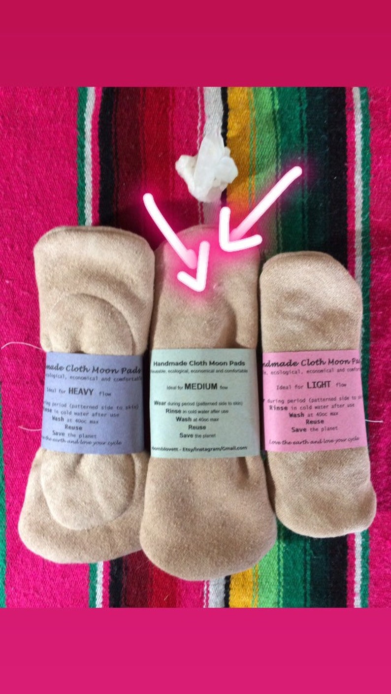 handmade cloth moonsanitary pads. MEDIUM days Organic HEMP