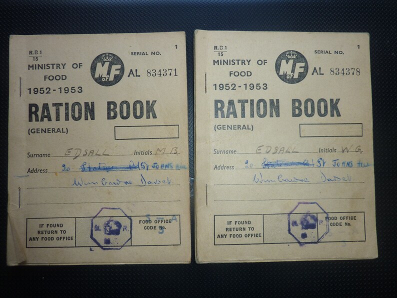 2 ORIGINAL ww2 RATION BOOKS..British Wartime Food | Etsy