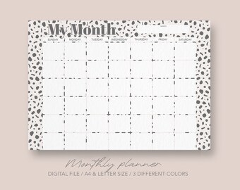 Minimalist neutral monthly planner, digital and printable