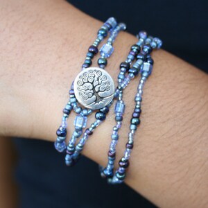 Blau und lila Schichtung Halskette oder Armband