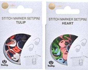 Tulip amicolle Locking Stitch Ring Markers set/Tulip and Heart-shaped