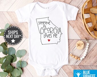 Baby Clothes Tan Bodysuit State Baby Clothing Newborn Baby Shower Gift GEORGIA Baby Onesie\u00ae Boho Bodysuits Infant Minimalist Baby