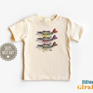 Colorful Bass Fishing Toddler Shirt - Lake Fish Species Graphic Tee - Fishing Kids Shirt - Natural Boho Clothes - Baby Boy Clothes