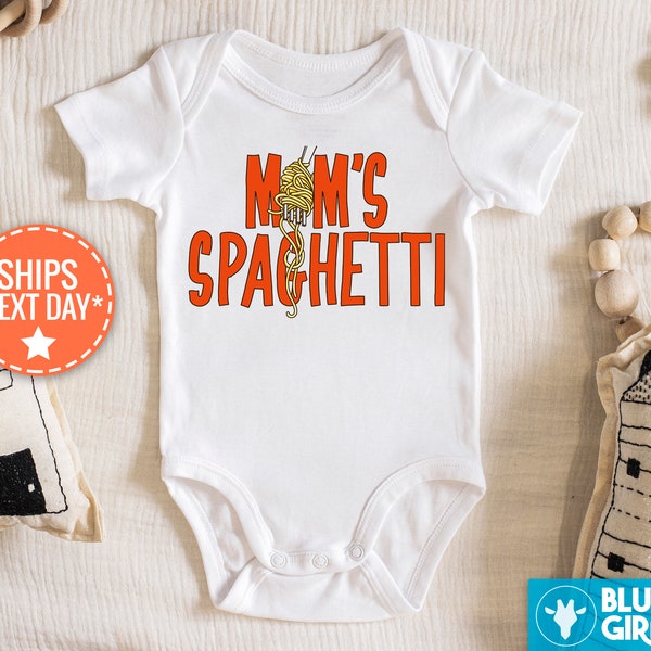 Mom's Spaghetti Baby Onesie®, Funny Rap Inspired Bodysuit, Hipster Foodie Baby Bodysuit or Kids T-Shirt, Mom's Spaghetti Bodysuit