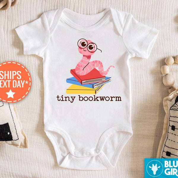 Tiny Bookworm Baby Reveal Onesie®, School Librarian Baby Announcement, Bookworm Infant Vintage Natural Bodysuit Onesie®,Reader Baby Bodysuit