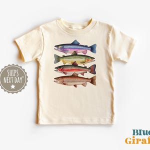 Colorful Trout Fish Toddler Shirt - River Fish Species Graphic Tee - Fishing With Daddy Kids Shirt - Natural Boho Clothes - Baby Boy Clothes