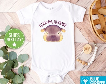 Hippo Baby Onesie® - Hungry, Hungry Hippo Funny Baby Onesie®, Cute Animal Baby Bodysuit