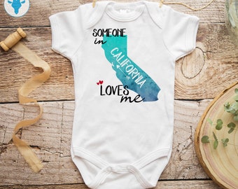 Someone In California Loves Me Bodysuit, Personalized Bodysuit, Baby Boy Clothes, Baby Girl Gift, Baby Shower Gift, California Bodysuit