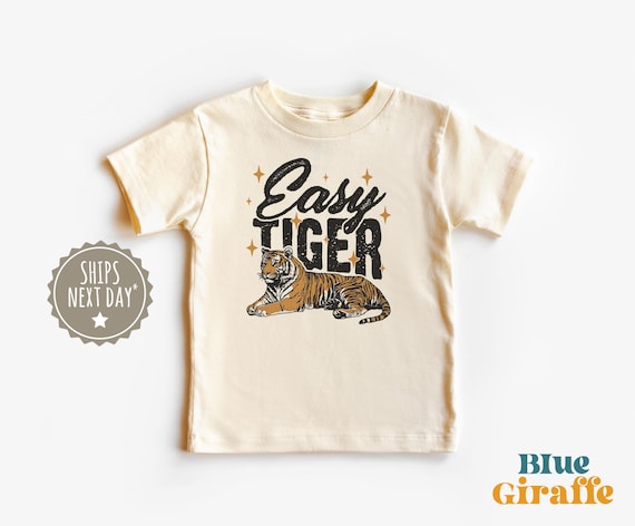 Retro Easy Tiger Toddler Shirt - Boho Tiger Kids Tee - Funny Meme Graphic Tees