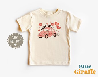 Camiseta retro Love Bug Kdis - Camiseta retro de San Valentín para niños pequeños - Camiseta Love Bug Valentine para niños - Camiseta retro de San Valentín para niños