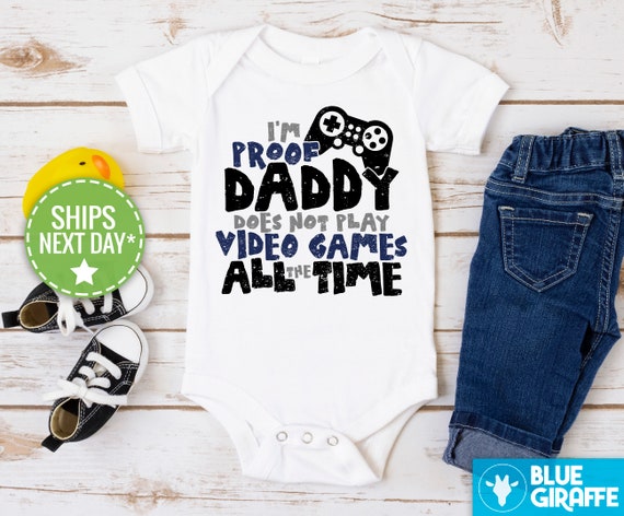 Je suis la preuve que papa ne joue pas toujours aux jeux video grenouillere body rigolo pour bebe grenouillere papa mignon Etsy France