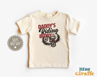 Retro Daddy's Riding Buddy Toddler Shirt - Dirt Bike Children's Outfit - Racing Kids Shirt