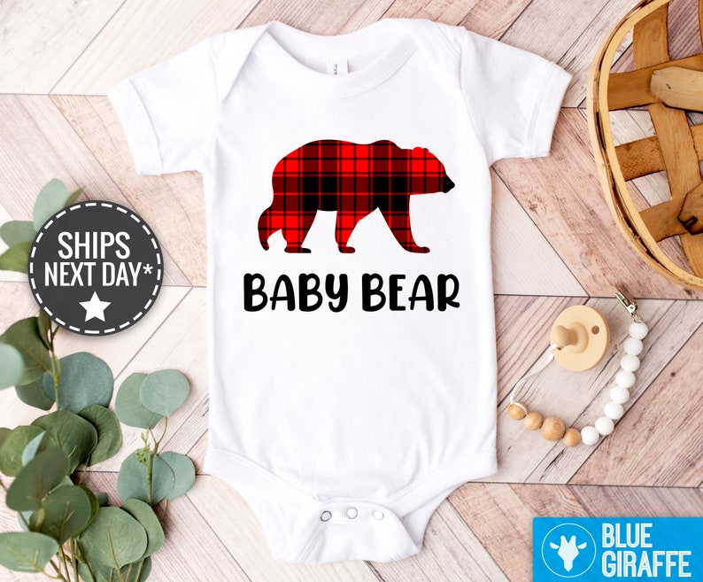 Red Plaid Baby Bear Onesie® Cute Bear Baby Onesie® Hipster Etsy