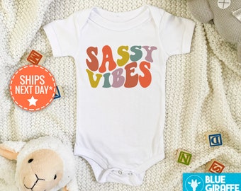 Sassy Vibes Onesie®, Funny Sassy Baby Bodysuit, Retro Sassy Onesie®