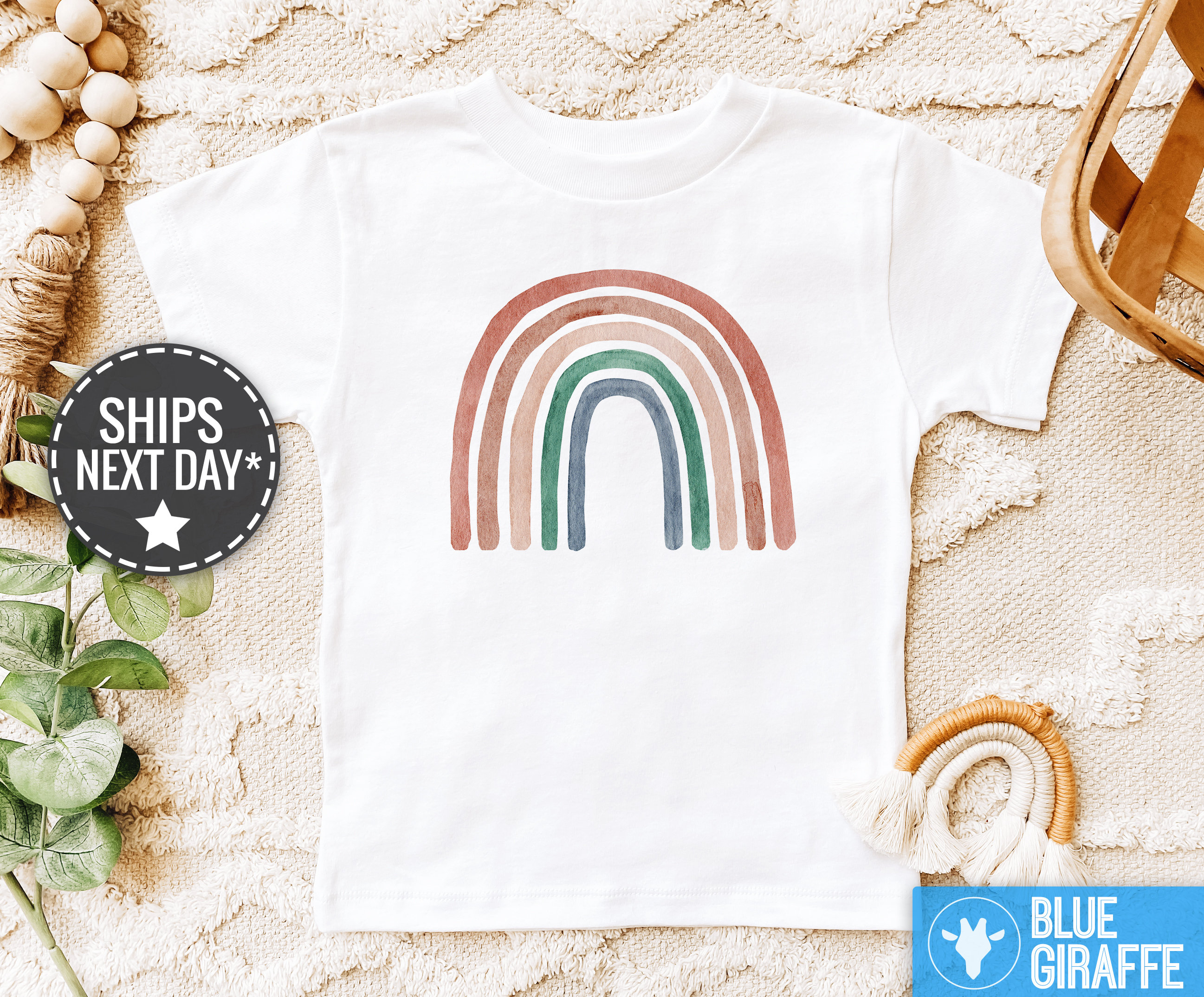 Neutral Colorful Rainbow Baby Tee 