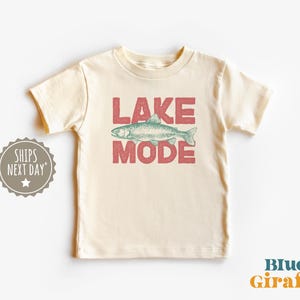 Lake Mode Kids Natural Shirt - Summer Fishing Trip Graphic Tee - Trout Fish Tee - Natural kids Shirts