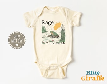 Rage Consumes Me Frog Onesie® - Funny Baby Onesie® - Funny Retro Bodysuit - Natural Baby Onesie®